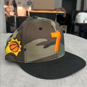 Camo Phoenix Suns Snapback Hat with Orange Embroidery